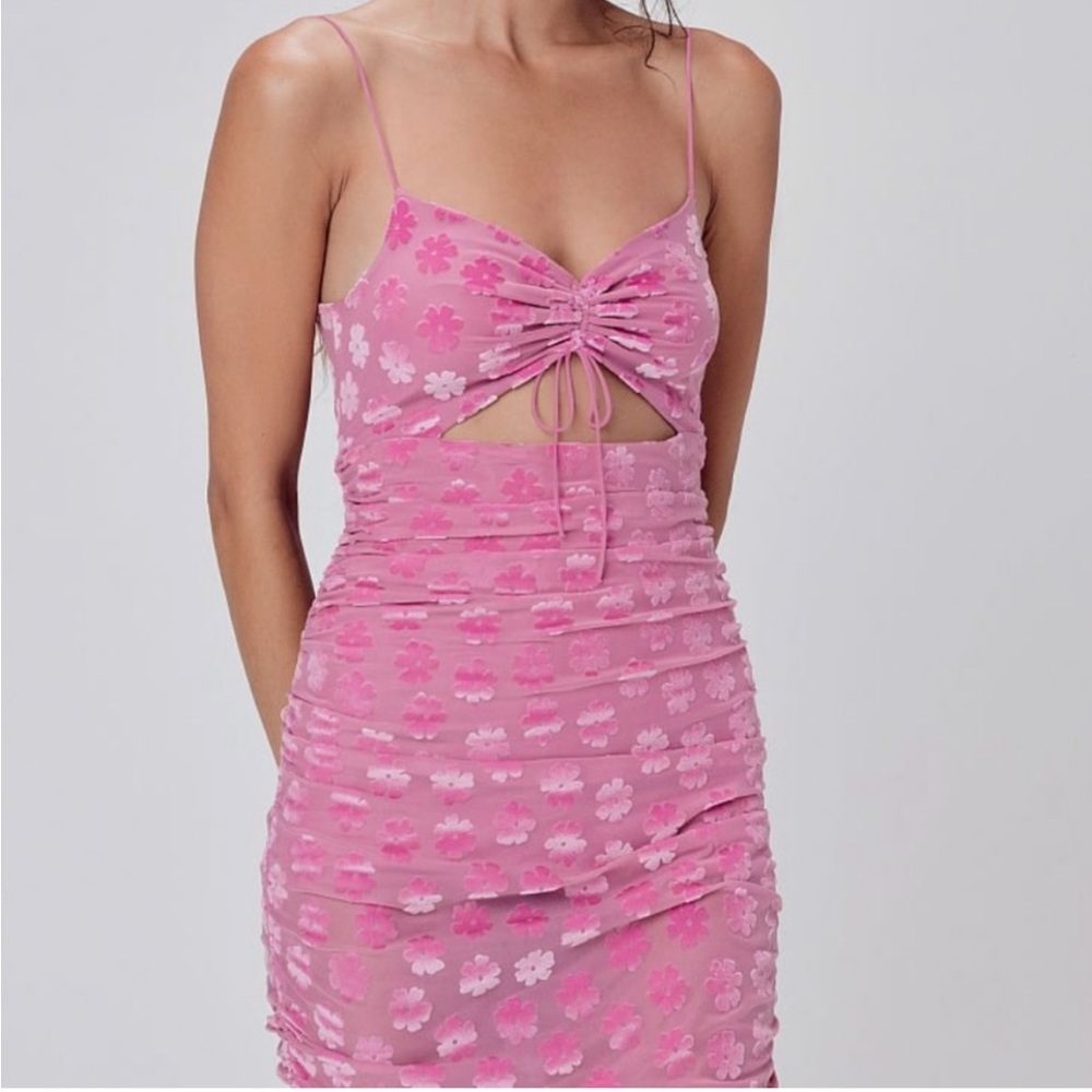 For Love and Lemons FL&L Lusk Velvet Midi Dress Pink Size Large EUC